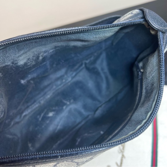 GUCCI GG Canvas Sherry Line Shoulder Bag Gray Red Navy - Picture 8 of 14